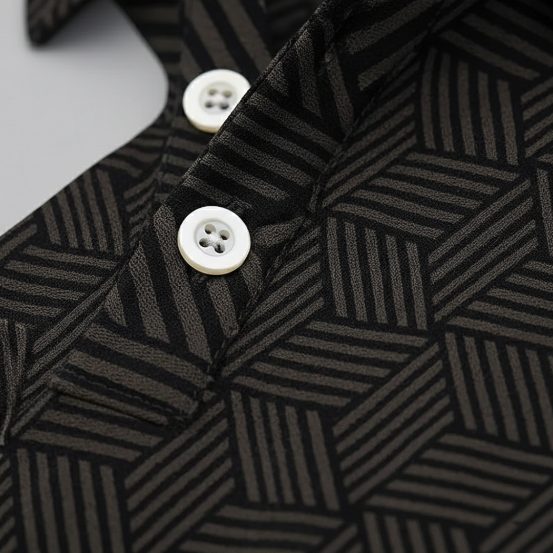 Polo tricoté pour homme à motif géométrique