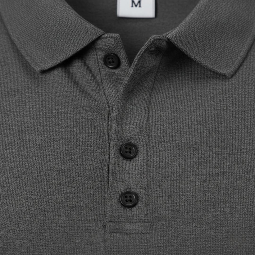Camiseta de hombre con cuello tipo polo y mangas largas acanaladas