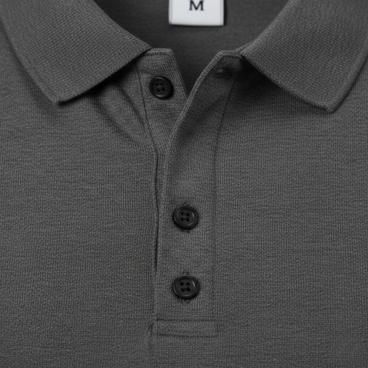 Camiseta de hombre con cuello tipo polo y mangas largas acanaladas