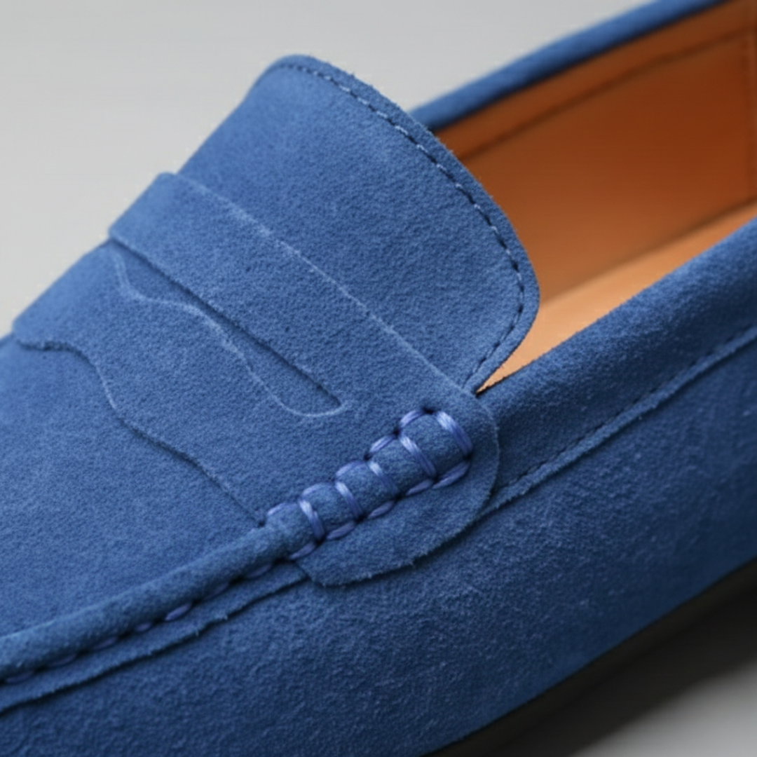 Chaussures de conduite à enfiler pour homme en daim mocassins à boucle