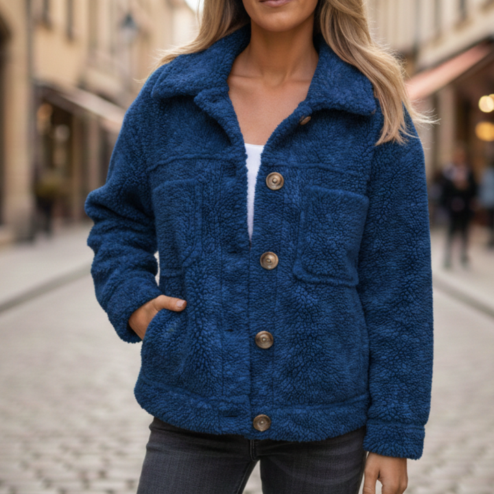 Women Autumn Jacket Button Front Polyester Coat