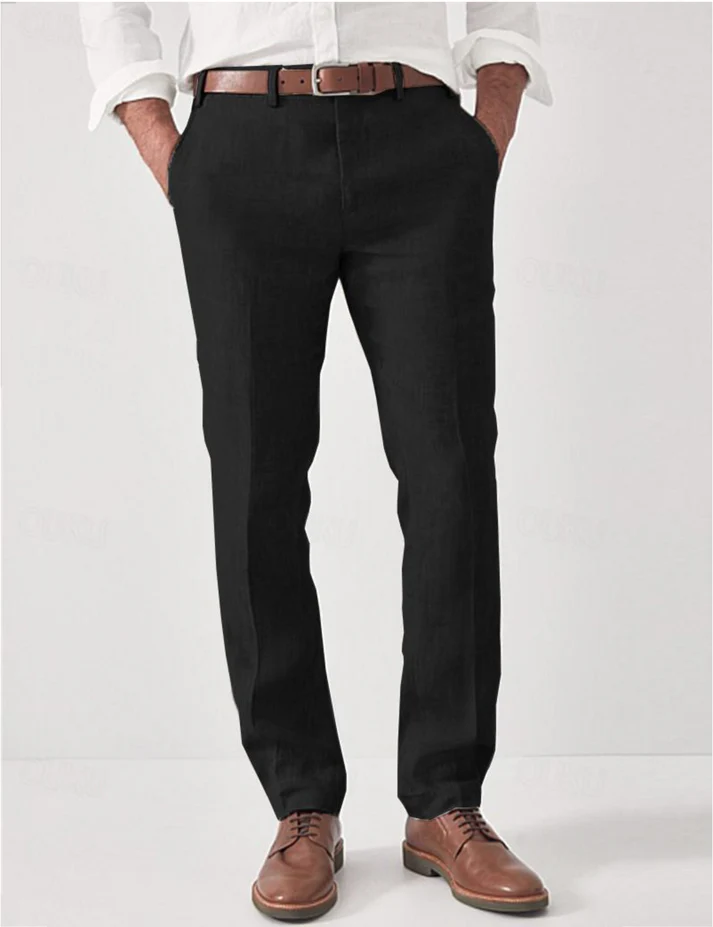 Men's Linen Pants Harem Elastic Waist Casual