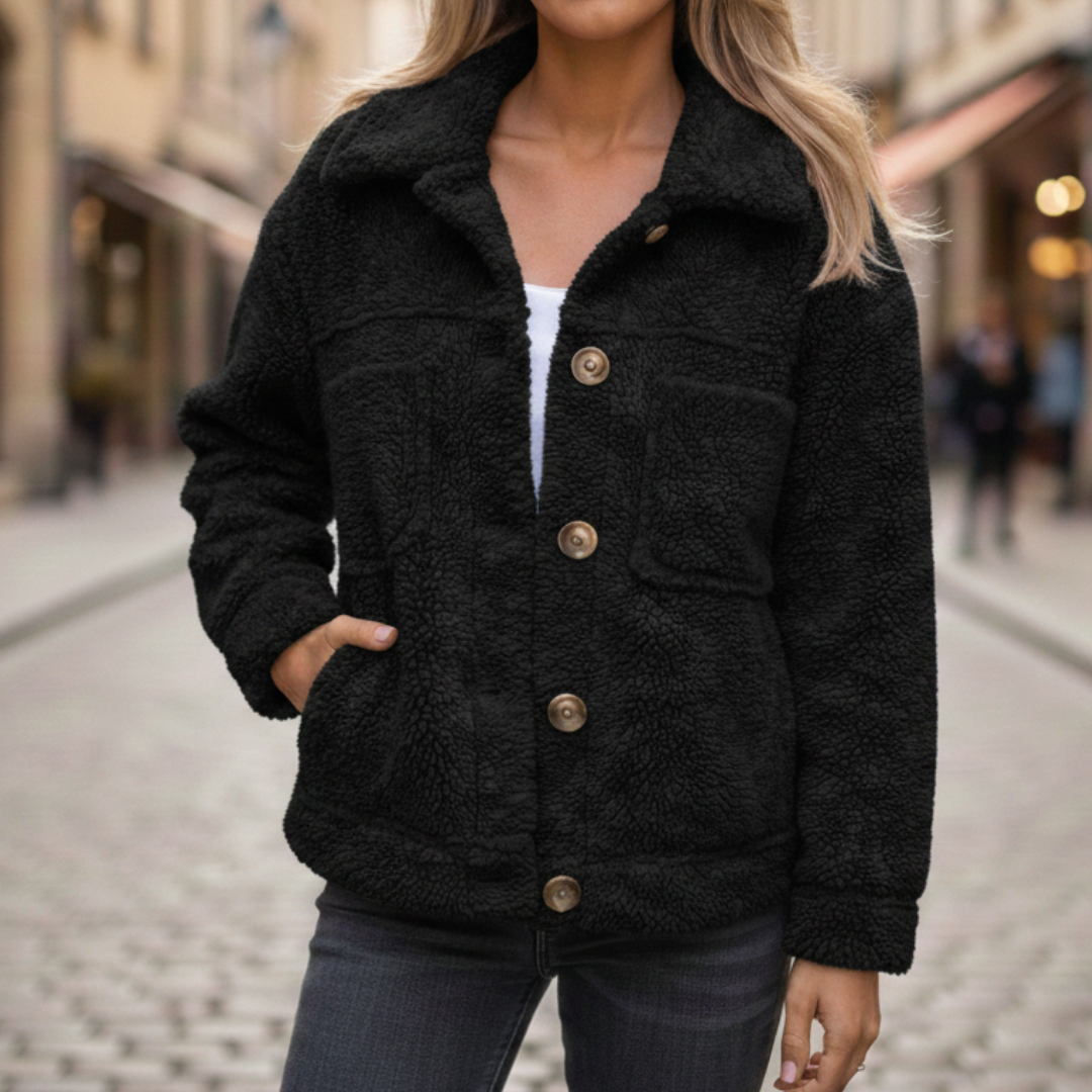 Women Autumn Jacket Button Front Polyester Coat