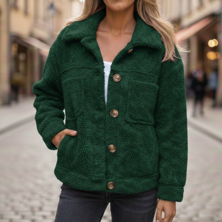 Women Autumn Jacket Button Front Polyester Coat