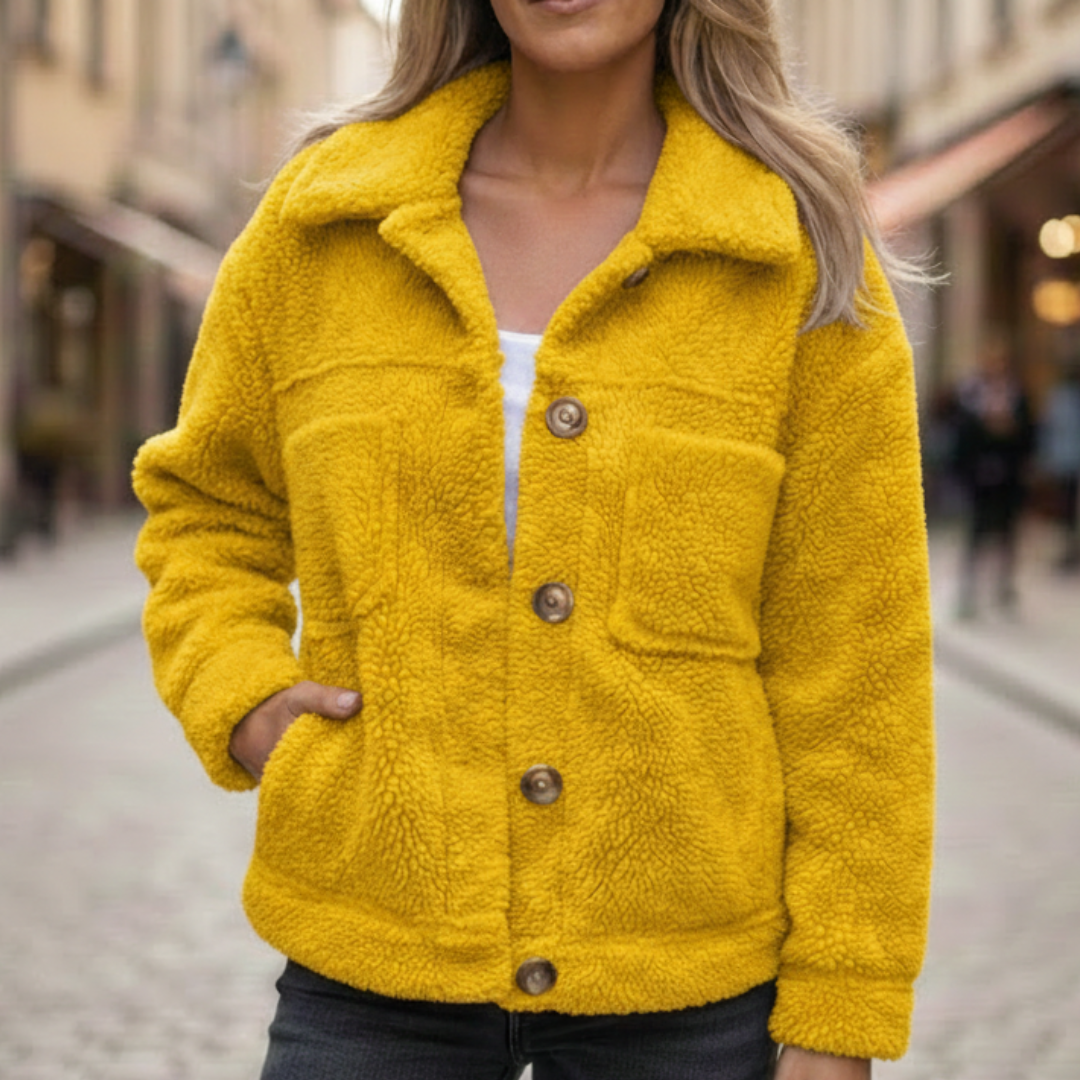 Women Autumn Jacket Button Front Polyester Coat