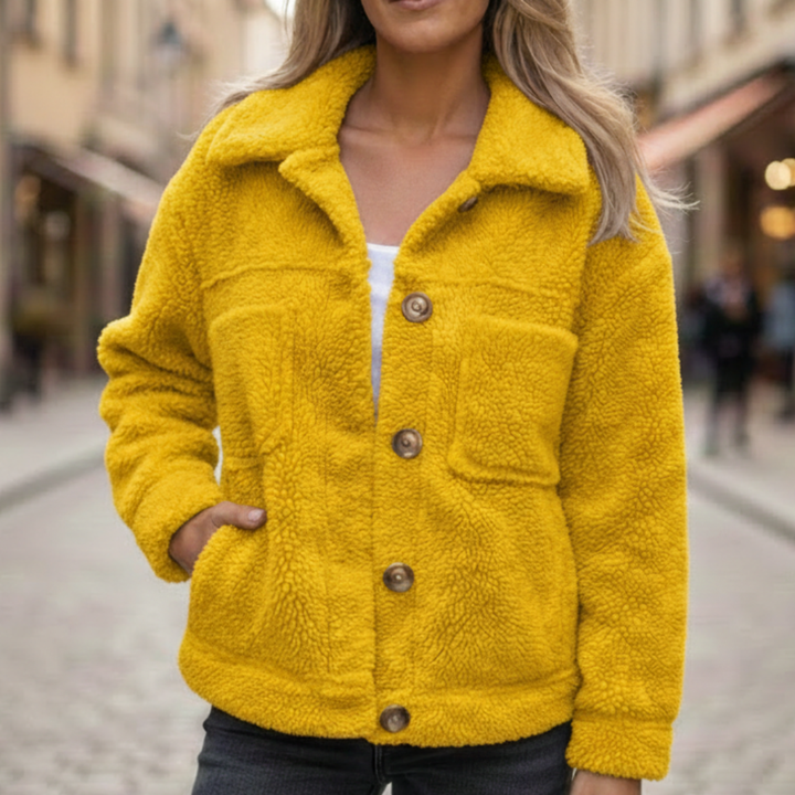 Women Autumn Jacket Button Front Polyester Coat