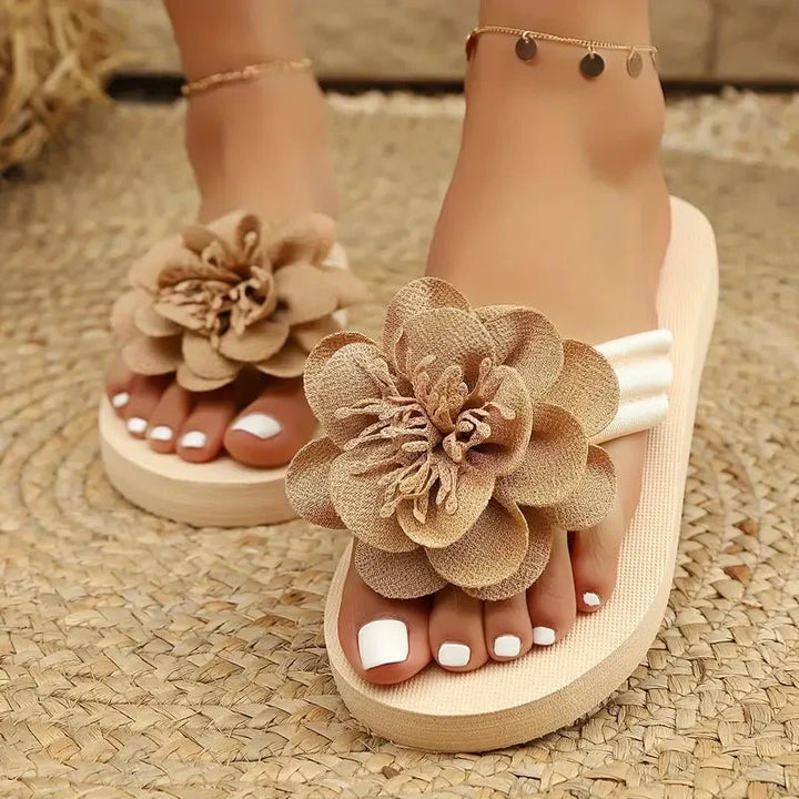 Women's Sandals Floral Slide Slip-On Open Toe Low Heel Casual