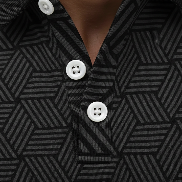 Polo tricoté pour homme à motif géométrique