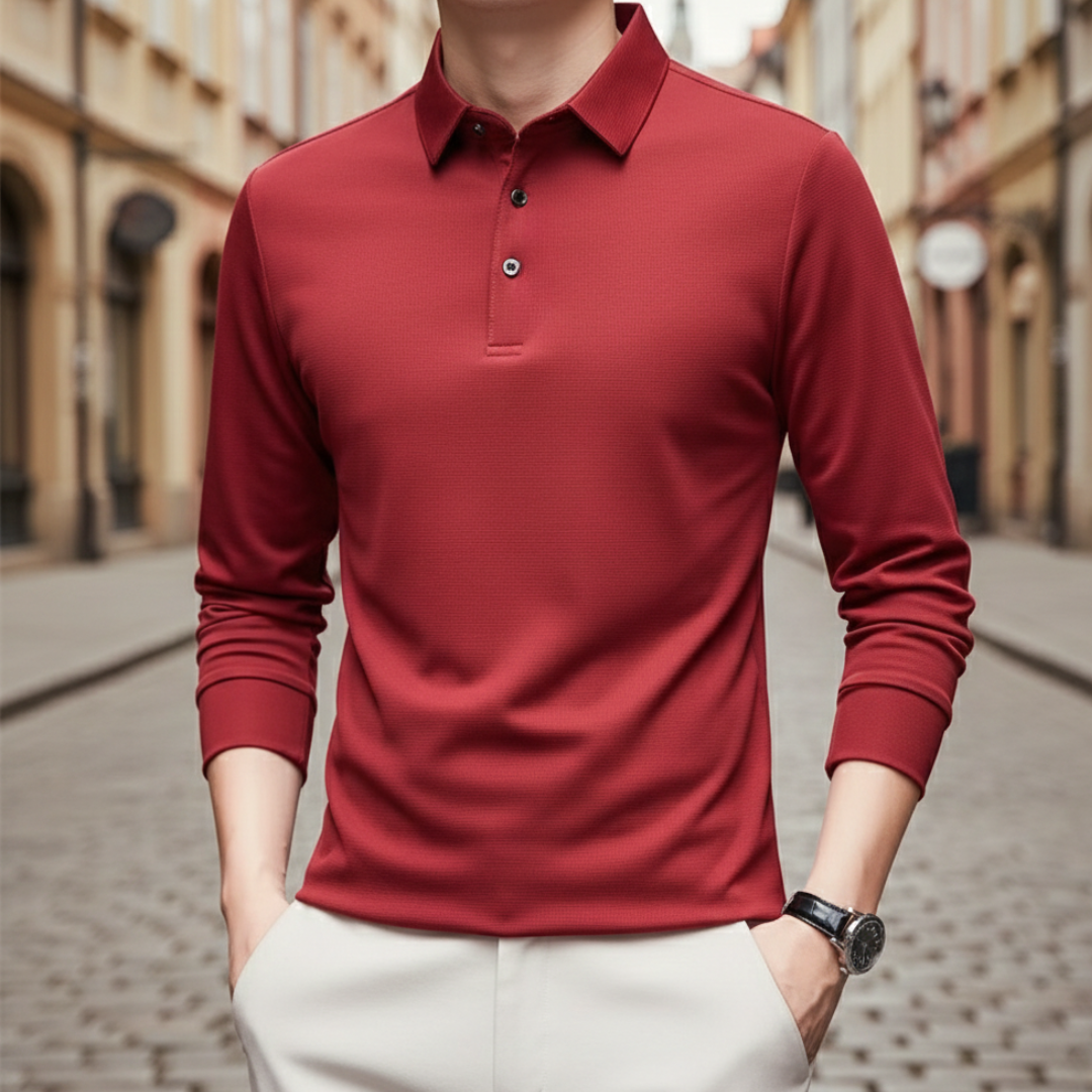 Polo à manches longues pour homme, à haute performance