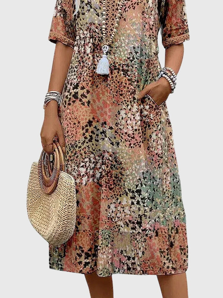 Women's Dress Floral Midi Sleeveless V-Neck