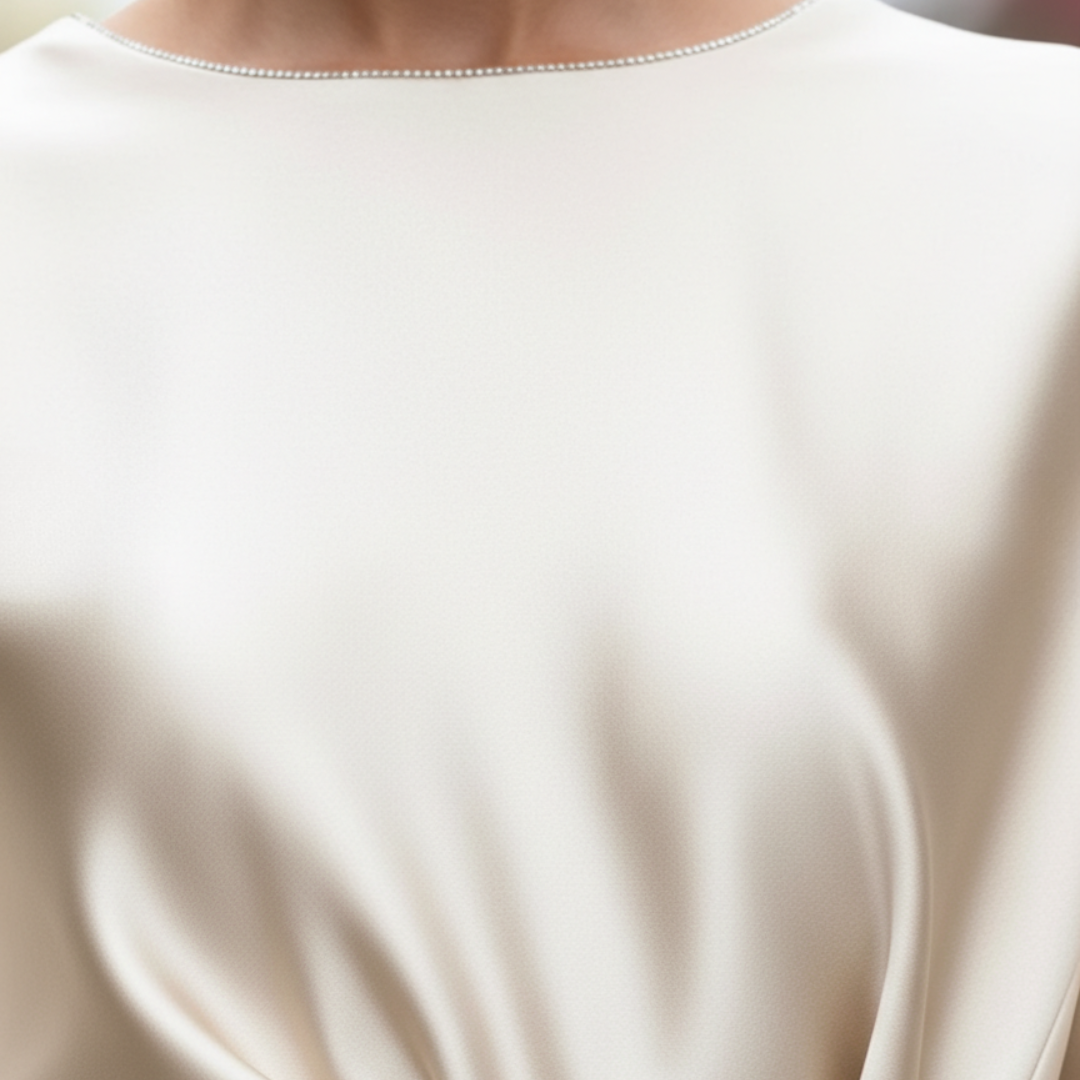 Robe mi-longue pour femme en satin drapé avec broche en strass