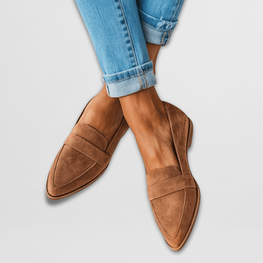 Mocasines ortopédicos para mujer de ante suave, sin cordones, con plantilla acolchada y suela ligera