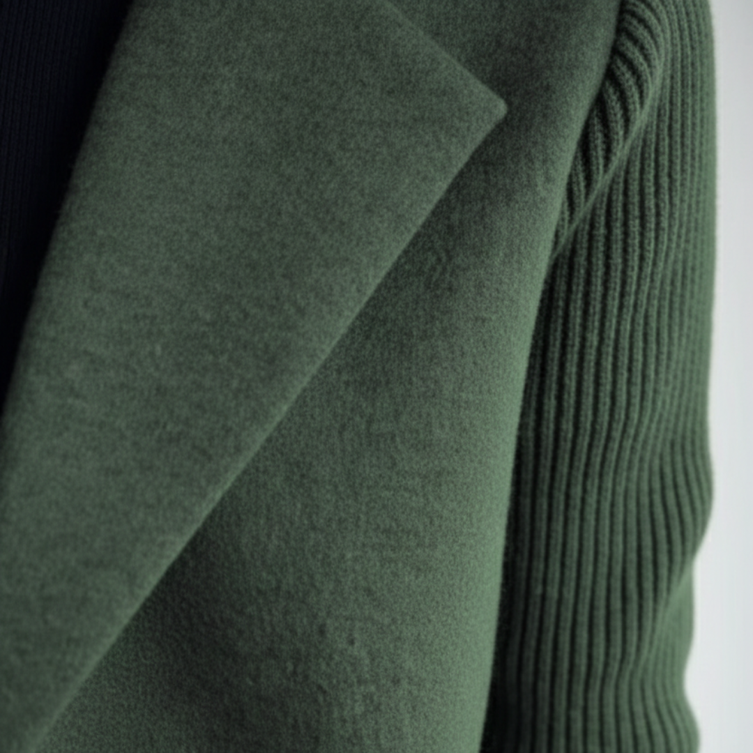 Blazer de Doble Botonadura con Mangas de Punto para Mujer