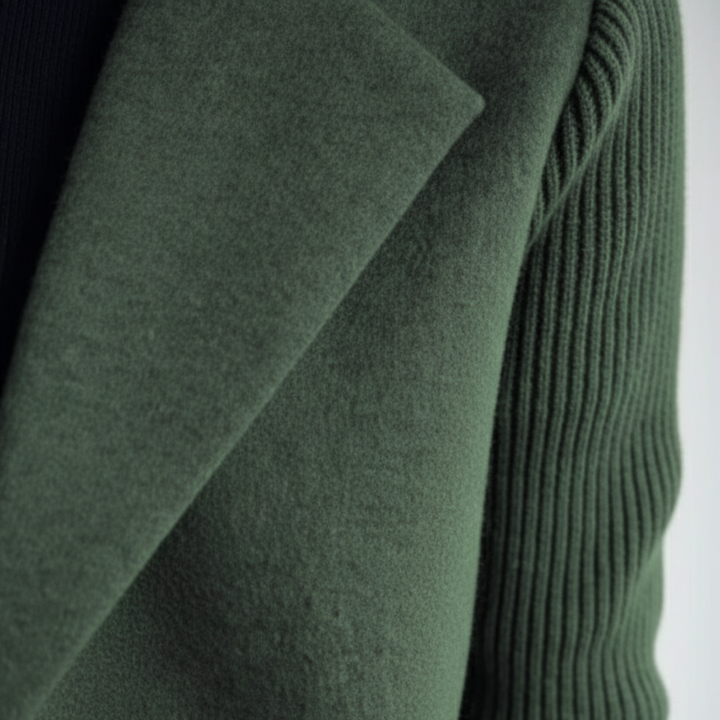 Blazer de Doble Botonadura con Mangas de Punto para Mujer