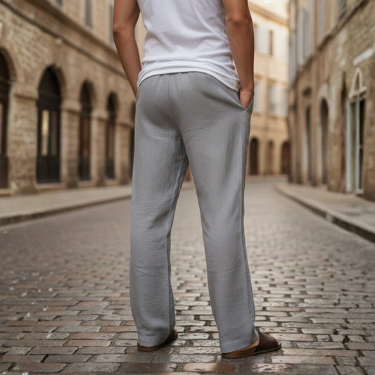 Pantalon ample en lin à cordon pour homme