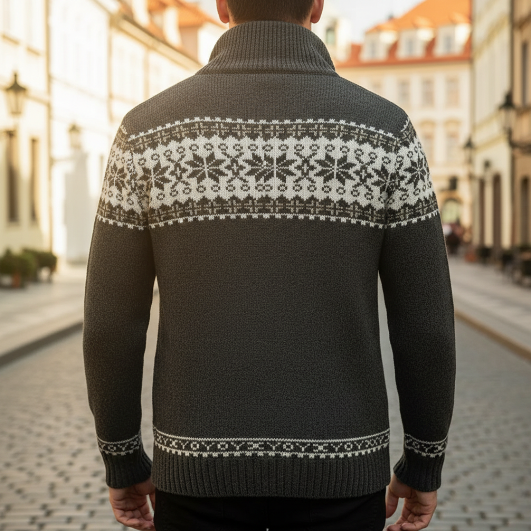 Cardigan à fermeture éclair intégrale pour homme, style nordique