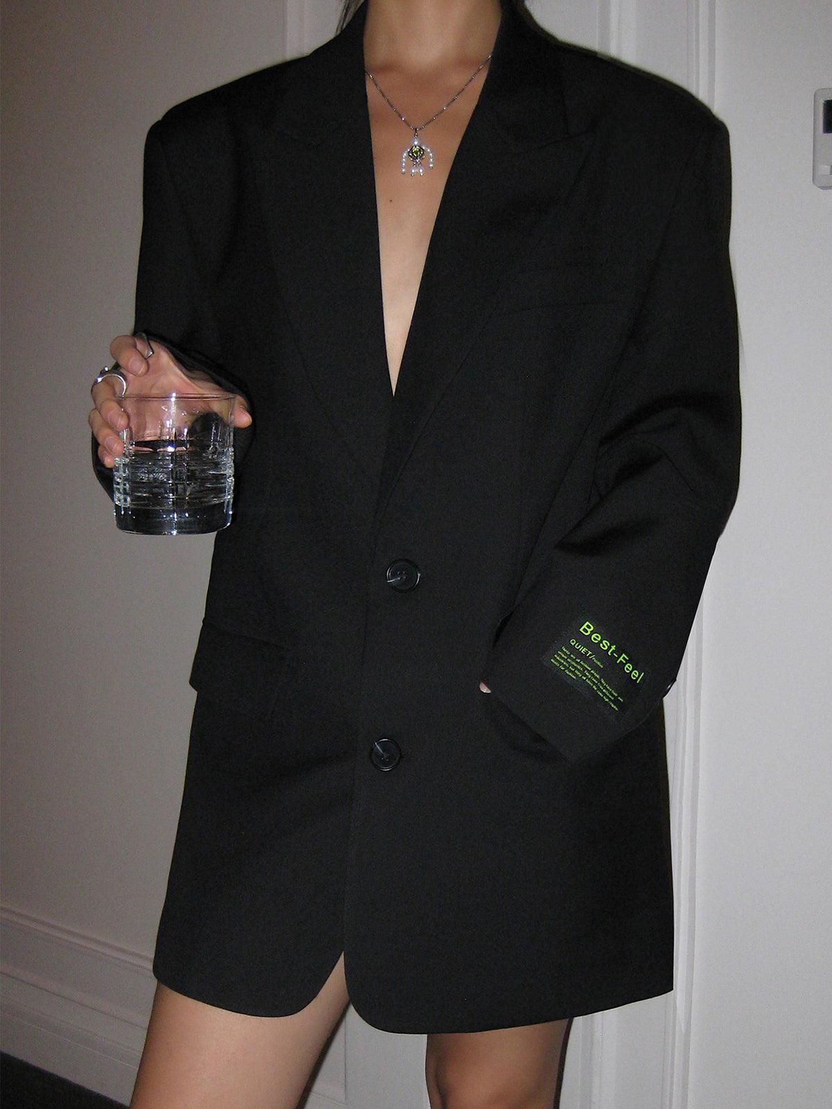 Blazer para mujer con solapas grandes y manga larga ajustada