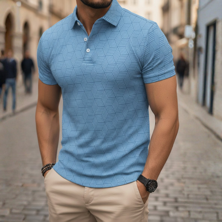 Polo tricoté pour homme à motif géométrique