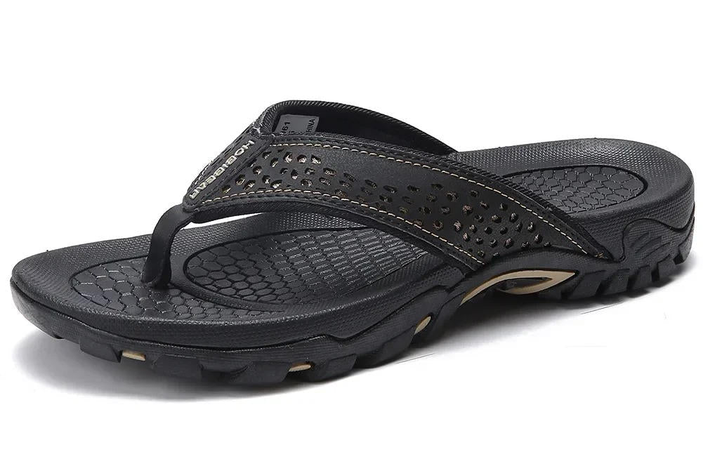 Chanclas para hombre de nobuk sintético, resistentes al agua, con soporte para el arco, plantilla acolchada y suela antideslizante – Casual para playa