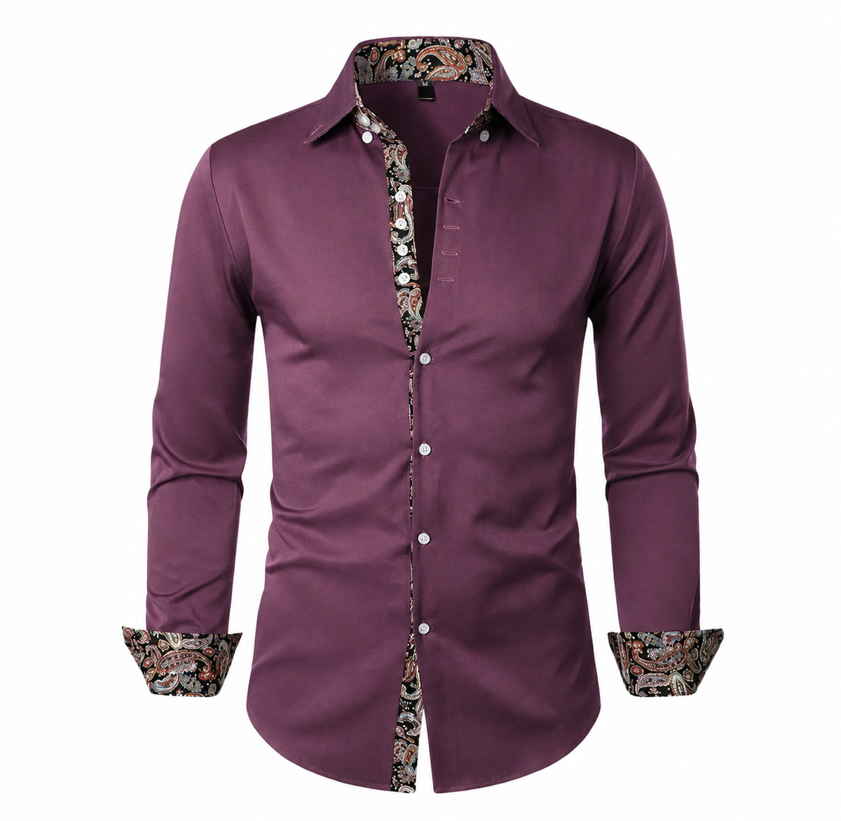 Camisa ajustada para hombre con estampado de cachemira