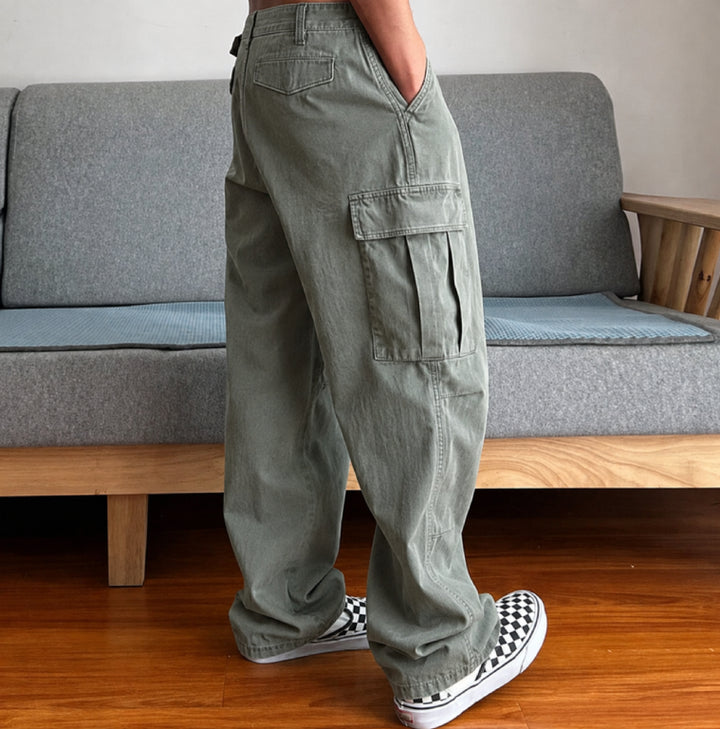 Pantalon cargo délavé pour homme, coupe ample