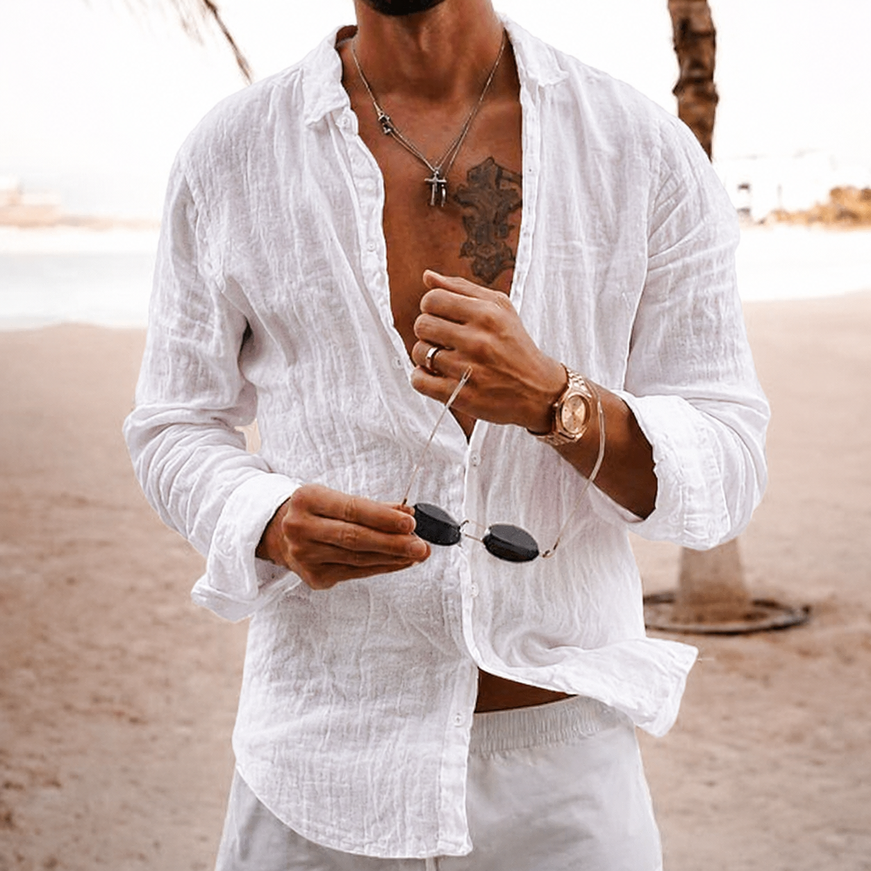 Men’s Lightweight Textured Shirt | Relaxed Long-Sleeve Button-Up