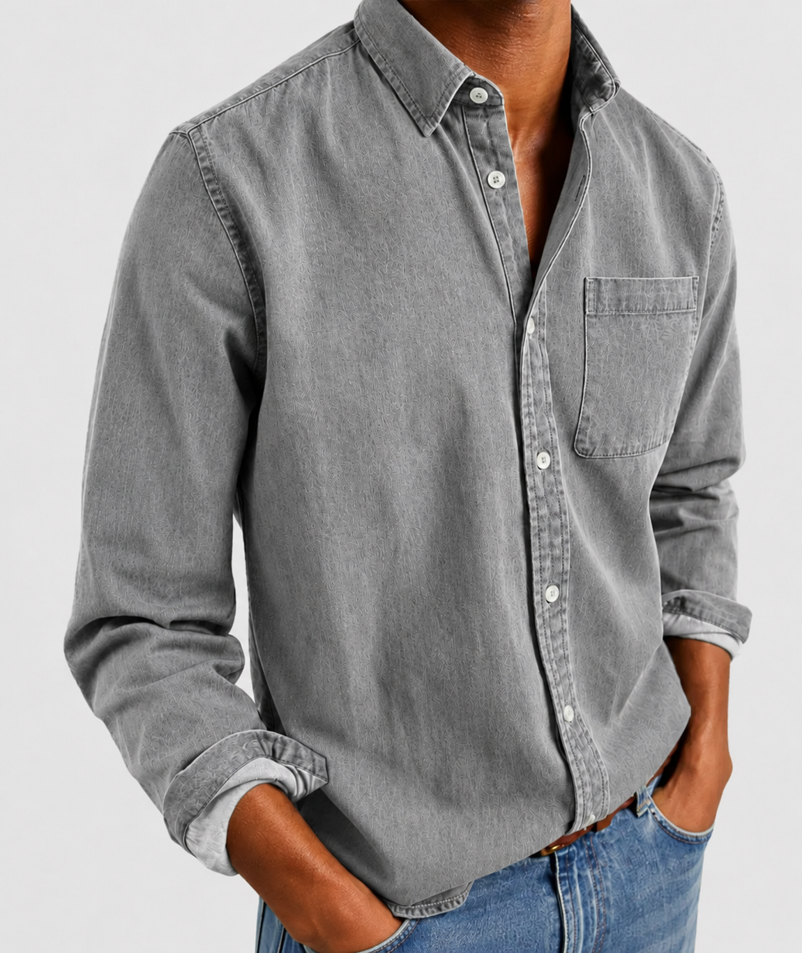 Chemise vintage en chambray de coton pour homme