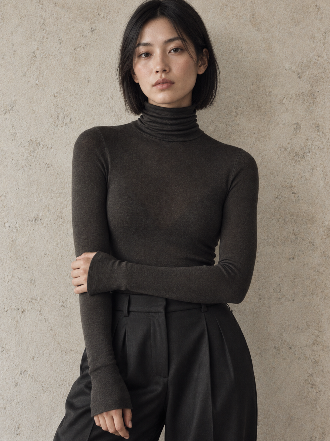 Women's Wool-Blend Turtleneck Sheer Sweater