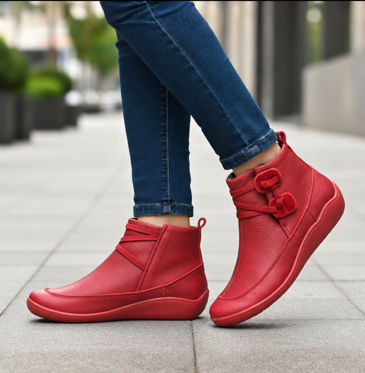 Women’s Orthopedic Faux Leather Shoes with Colored Sole