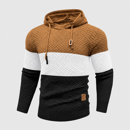 Men's Triple Tone Knit Pullover | Stripe Knit Hoodie