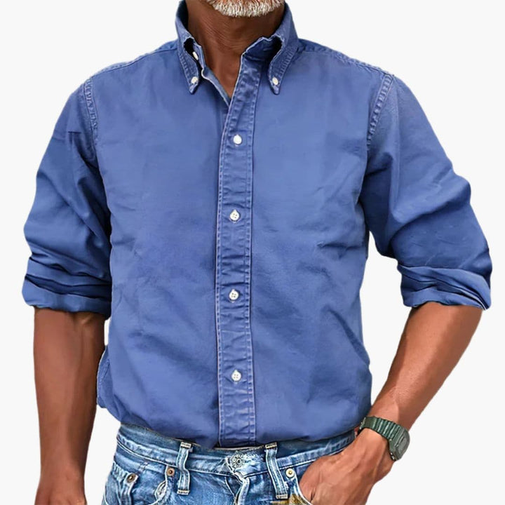 Men's Shirt Washed Effect Long Sleeve Button-Up Casual