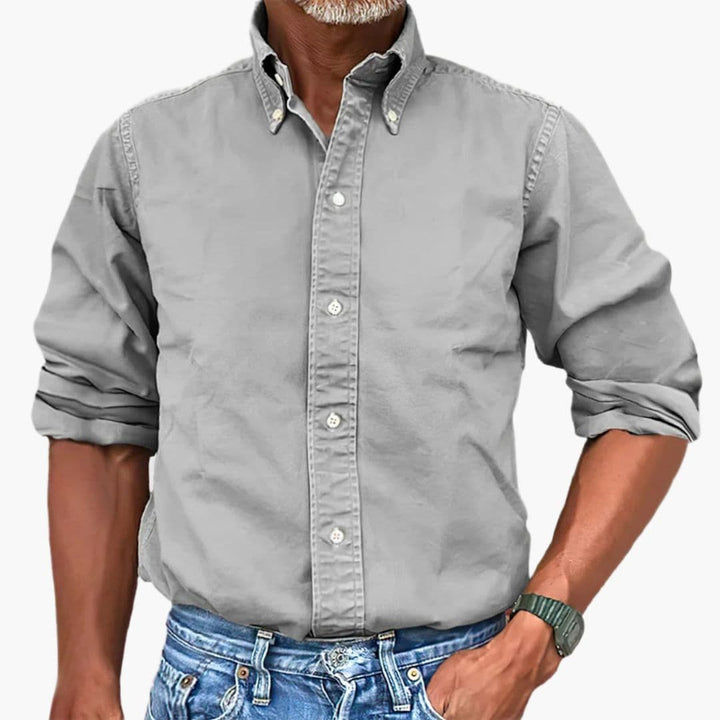 Men's Shirt Washed Effect Long Sleeve Button-Up Casual