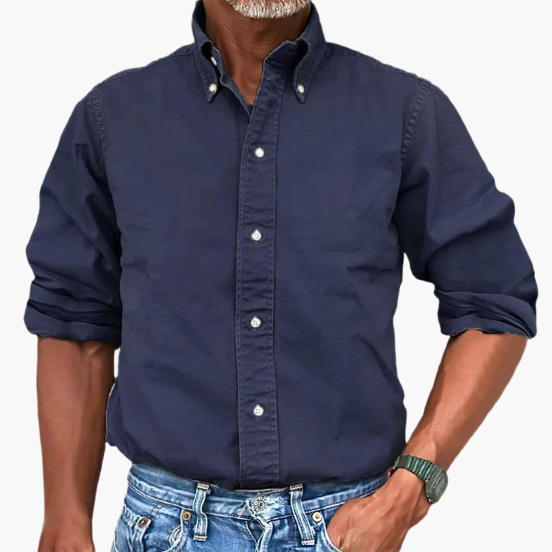 Men's Shirt Washed Effect Long Sleeve Button-Up Casual