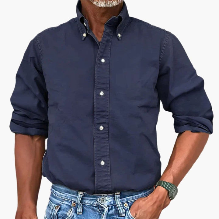 Men's Shirt Washed Effect Long Sleeve Button-Up Casual