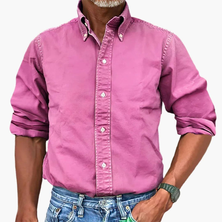 Men's Shirt Washed Effect Long Sleeve Button-Up Casual