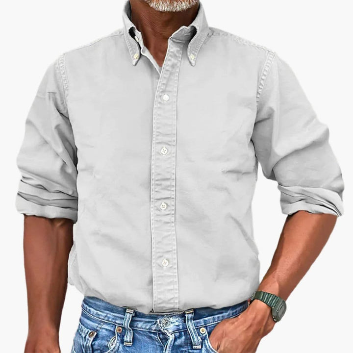 Men's Shirt Washed Effect Long Sleeve Button-Up Casual