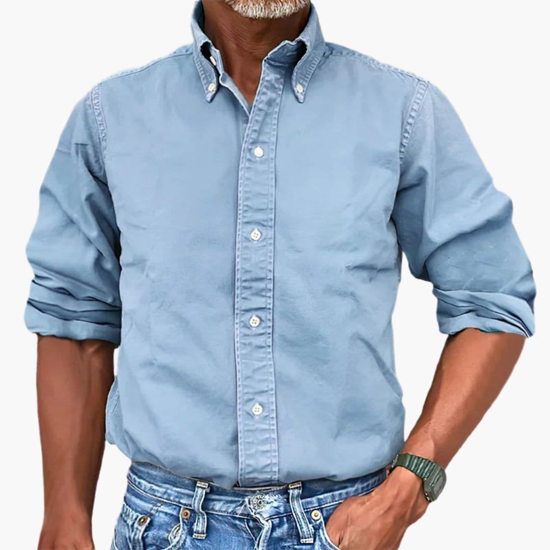 Men's Shirt Washed Effect Long Sleeve Button-Up Casual