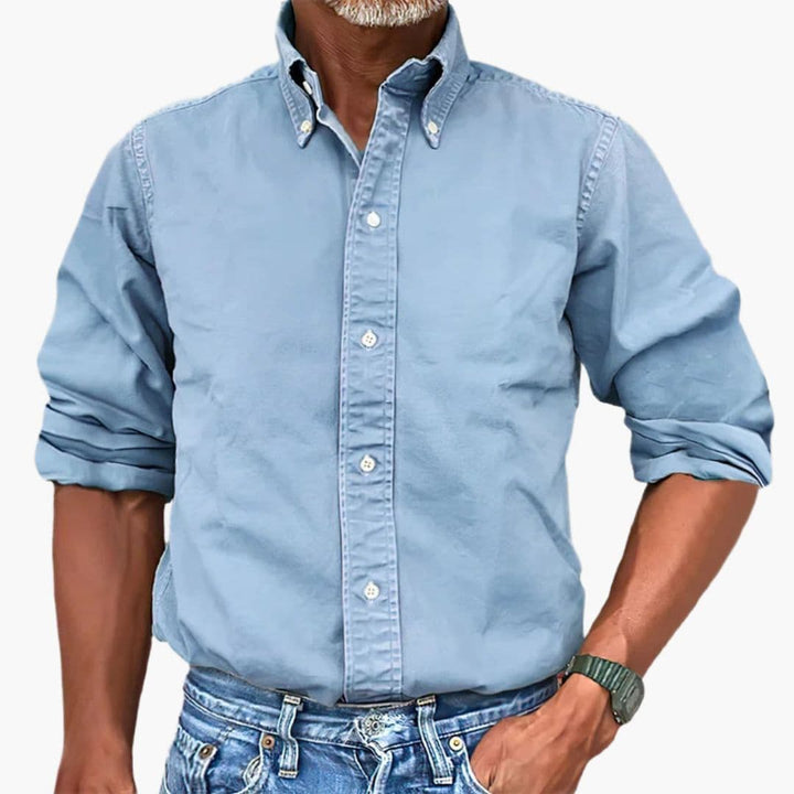 Men's Shirt Washed Effect Long Sleeve Button-Up Casual