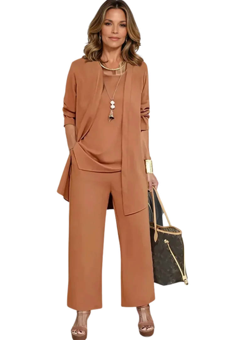 Women's 3-Piece Set Velvet Slim Fit Sleeveless Button-Up Formal