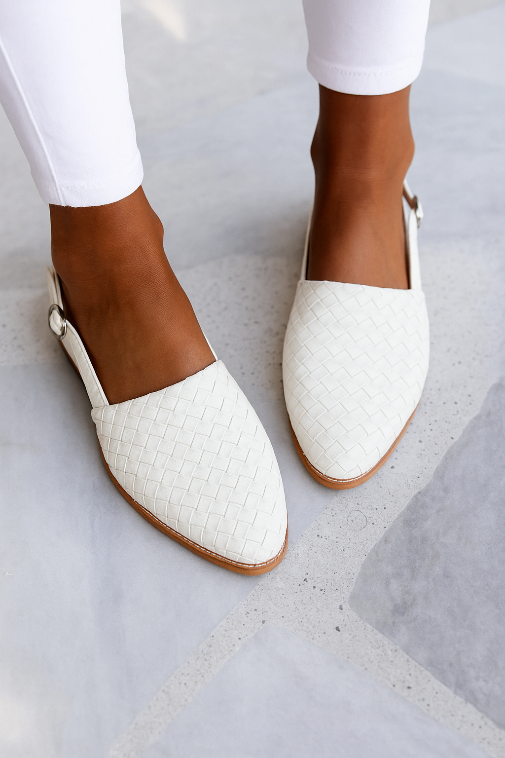 Women's Woven Leather Mules Closed Toe Slip-On Flat