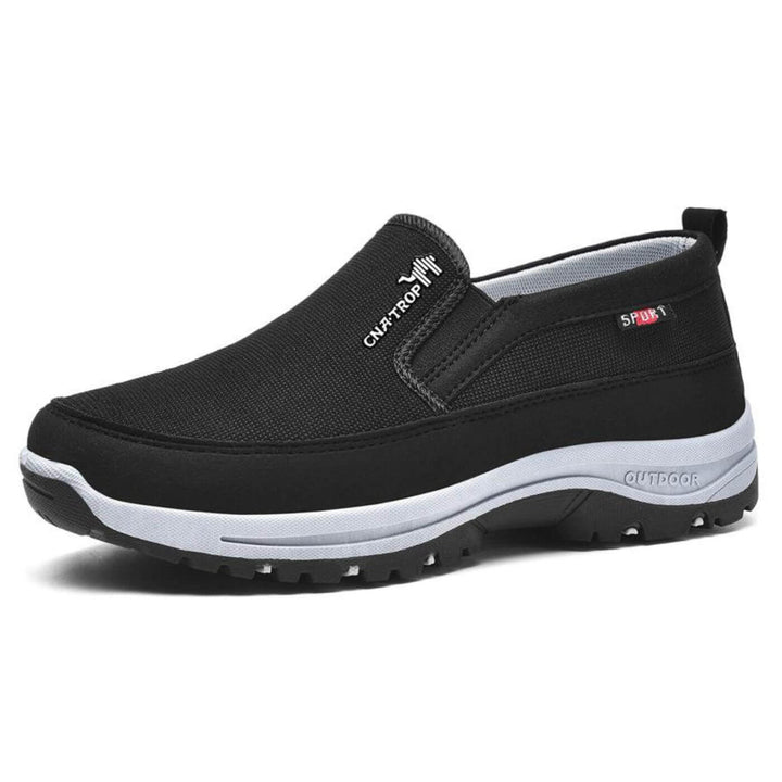 Chaussures orthopédiques homme à enfiler, dessus textile, semelle rembourrée, bout rond