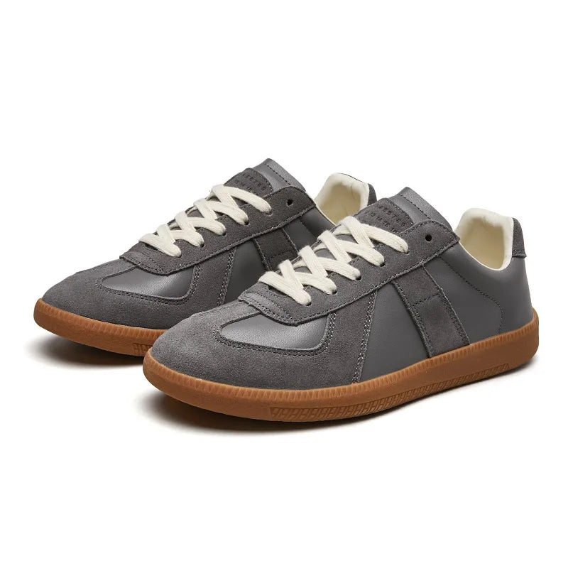 Men's Sneakers Leather Lace Up Non Slip Low Top Casual