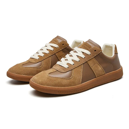 Zapatillas de cuero para hombre, con cordones, antideslizantes, bajas y casuales
