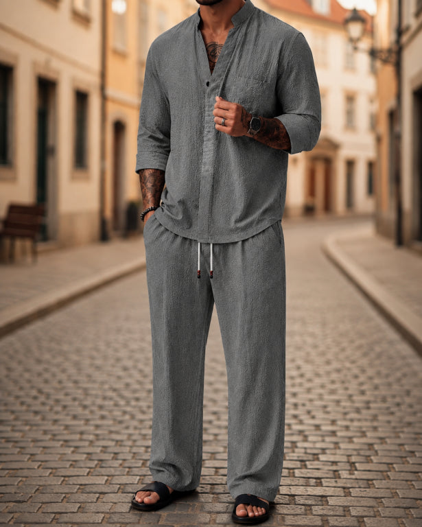 Men's Cotton-Linen 2-Piece Shirt Set | Relaxed Fit