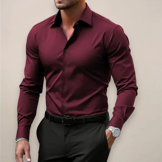 Camisa Oxford para Hombre de Algodón Manga Larga con Botones Cuello Clásico Corte Regular