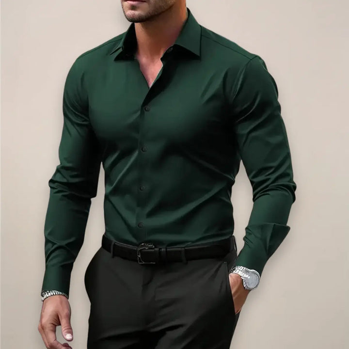 Camisa Oxford para Hombre de Algodón Manga Larga con Botones Cuello Clásico Corte Regular