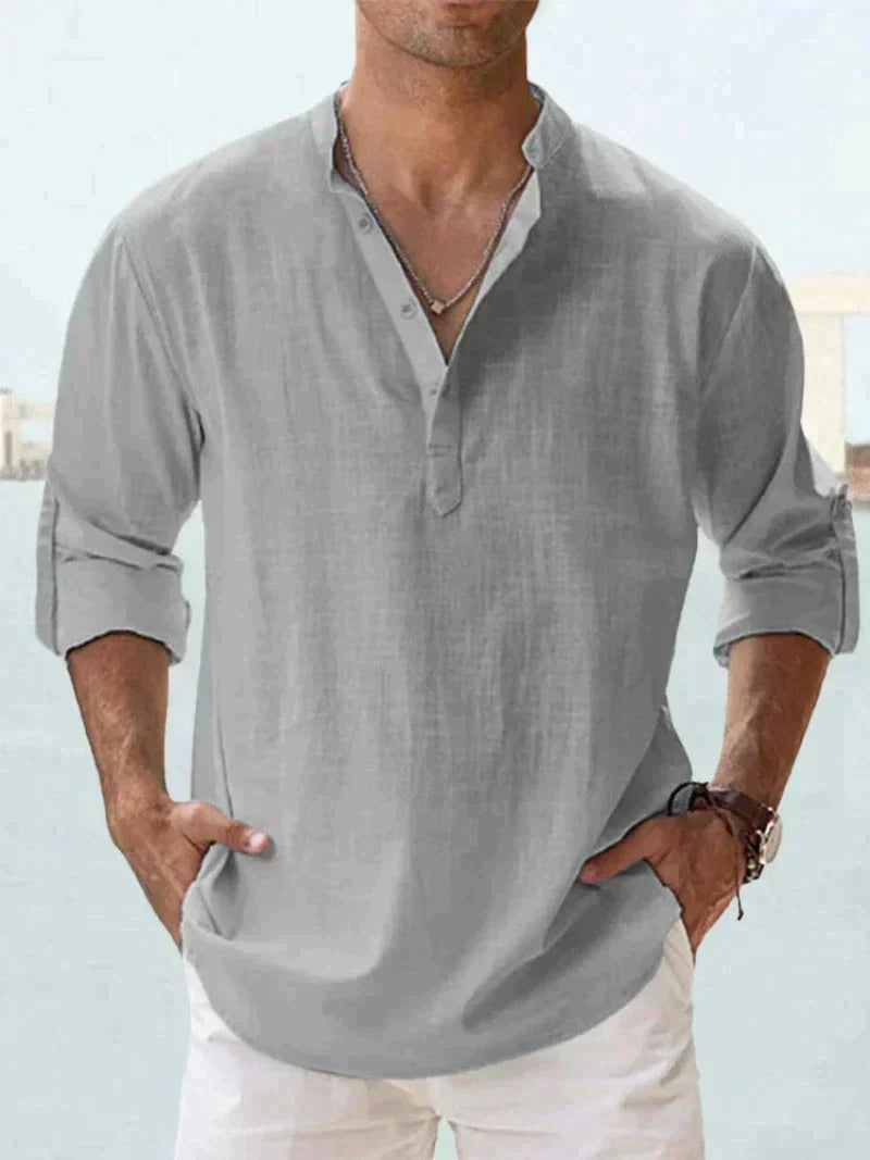 Chemise homme en lin sans manches à boutons, respirante, décontractée, pour la plage