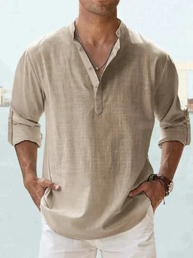 Chemise homme en lin sans manches à boutons, respirante, décontractée, pour la plage