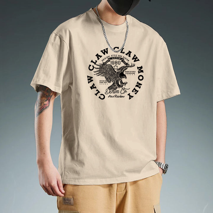 Camiseta para hombre de algodón estampada, ajuste slim, manga corta, cuello redondo, casual