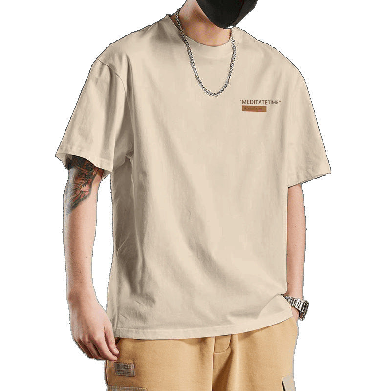 T-shirt homme en coton coupe slim manches courtes col rond imprimé décontracté